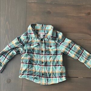 Cat & Jack Green Plaid Button Down Shirt